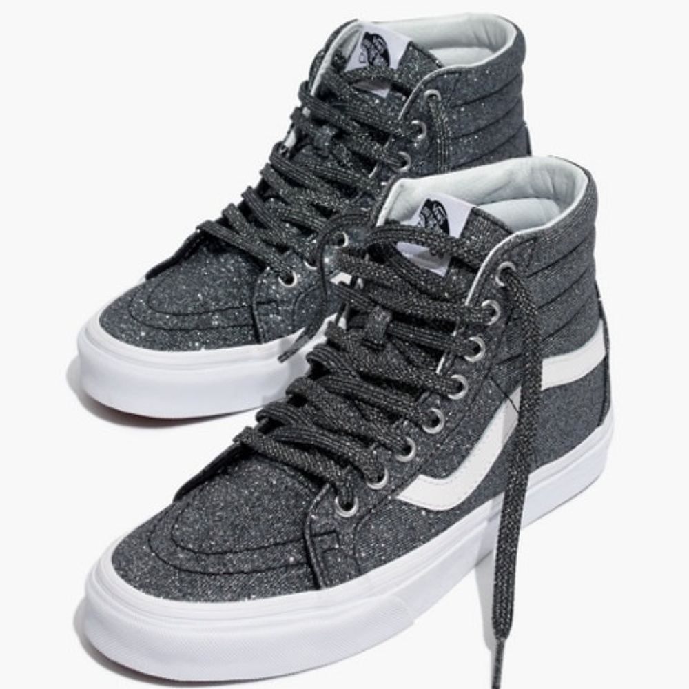 Vans Sk8-Hi High Top Sneakers in Black Glitter